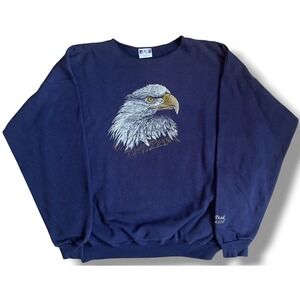 Vintage 1993 AU Sportswear Bald Eagle Pikes Peak Sweatshirt Navy Blue XXL USA